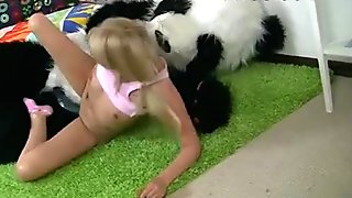 Blonde teenie getting a massive black toy
